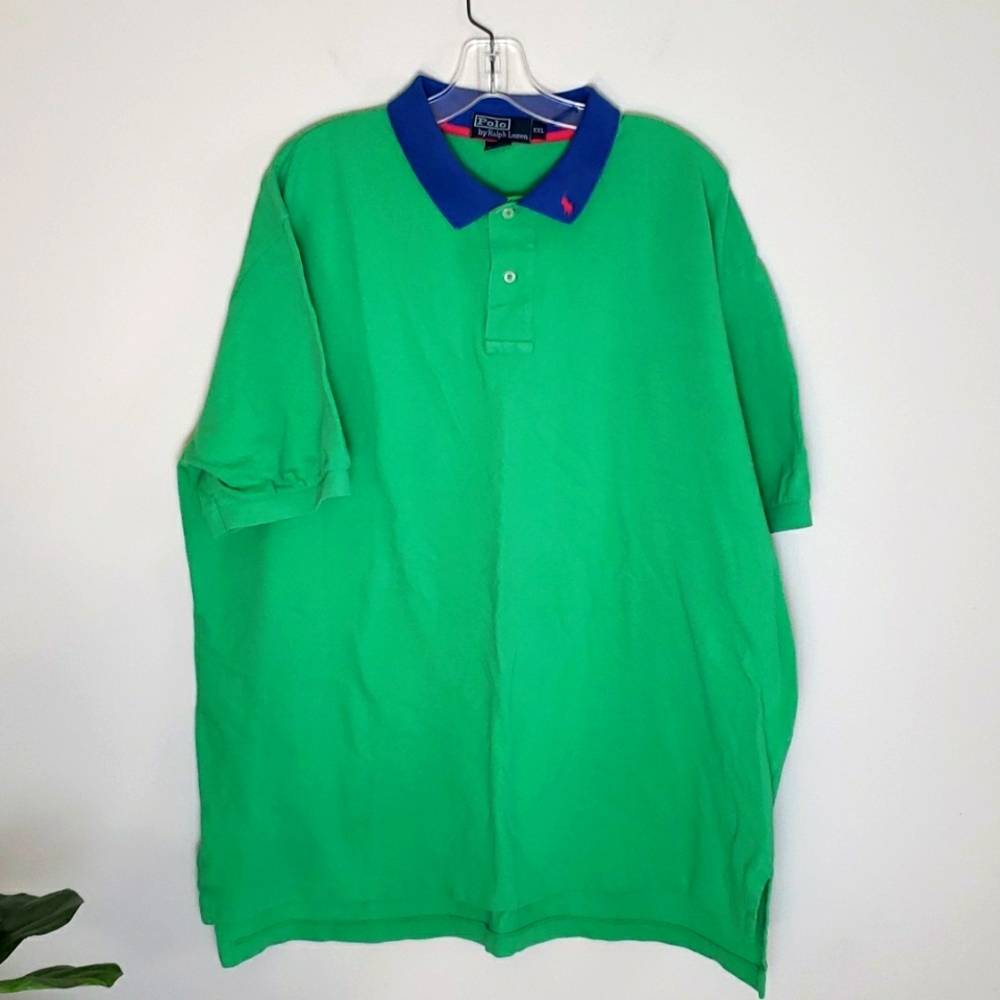 Polo Ralph Lauren polo shirt, green blue, small pony, classic, casual men's XXL